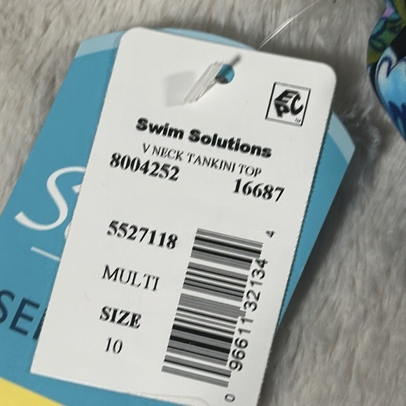 Swim Solutions Tankini Top Swimsuit size 10 Boho Paisley V Neck Underwire NEW - Picture 8 of 16